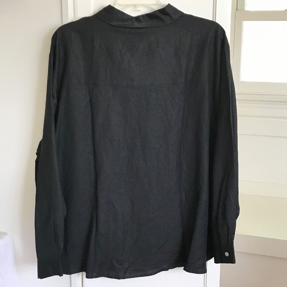 DIALOGUE Linen Rayon Tunic Button Down Blouse Black Women’s Plus Size 2X NWT 3X - Picture 4 of 16